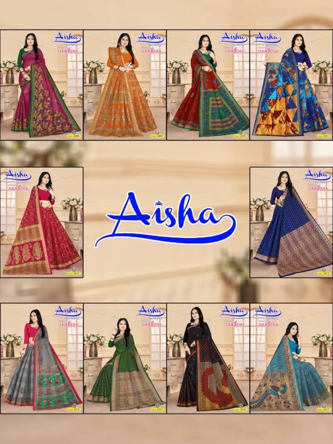 Aisha Vol 1 By Ganesha Printed Cotton Daily Wear Sarees Wholesale Shop In Surat
